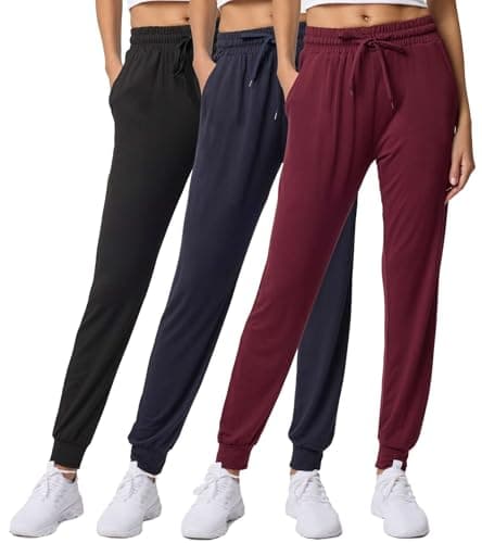 Real Essentials 3 Pack: Women's Ultra-Soft Lounge Joggers Sweatpants Athletic Yoga Pants with Pockets (Available in Plus), Set 3, XL, Pack of 3 - Image 1