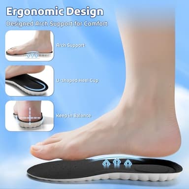 StepTastic Insoles for Men and Women, 4D Cloud Shoe Inserts for Pain Relief, Trimmable Memory Foam Insoles for Long Standing & Hiking, Cushioning Insoles to Enhance Comfort (Black, M 5-6.5/W 7-8.5) - Image 4