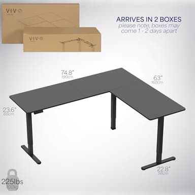 VIVO Electric Corner 75 x 63 inch L-Shaped Standing Desk, Memory Height Adjustment, Black Top Black Frame, DESK-E3CTB-75 - Image 6