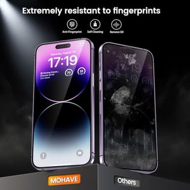 MOHAVE 2+2 Pack for iPhone 14 Pro Max Privacy Screen Protector 6.7" with Camera Lens Protector [Auto Alignment/Dust Removal] Anti Spy Tempered Glass [Military Grade Shatterproof] Case Friendly - Image 5