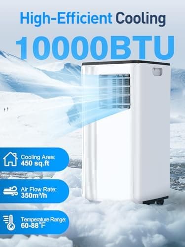 Portable Air Conditioners - 2025 Upgraded 10000 BTU Portable AC for Room up to 450 Sq. Ft, 3 in 1 AC Unit with 24H Timer, Smart Sleep Mode, Remote Control, Air Cooler for Bedroom Kitchen Small-Rooms - Image 4