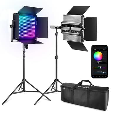 NEEWER 2 Pack RGB1200 LED Video Light with APP/2.4G Control, Key Lighting Kit with Tripod Stands & Bag for Streaming Recording Studio Photography, 60W/22000Lux/1% Min Dimming/360° RGB/CRI97+/TLCI98+ - Image 1