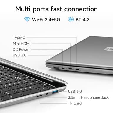 15.6 Inch Laptop with Office 365, 4GB RAM, 128GB Storage Expandable 1TB, 5205U Processor, HD Display, Windows 11 Laptops Computer, Wi-Fi 5, BT4.2, Numpad, Type-C, for Business and Students. - Image 8