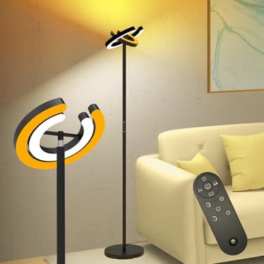 EPABINA Floor Lamp for Living Room, 75.5 Inch Tall Standing Lamp for Bedroom with 2 312° Rotatable Ring Lights, 36W Bright Stepless Dimmable LED Floor Light with Remote Control for Office Dining Room - Image 1