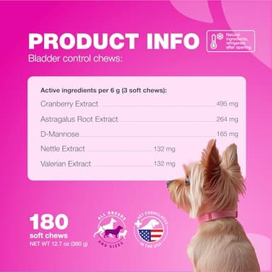 Dog UTI Treatment - Dog Cranberry Supplement for Urinary Tract, Bladder & Kidney Health, Incontinence Support - Bladder Control Cranberry Chews - Cranberry Supplement for Dog Incontinence - Image 6