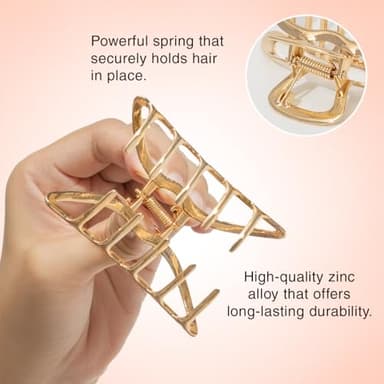 Kitsch Metal Hair Clips for Women - Durable & Elegant Metal Claw Clips, Perfect for Everyday Use & Special Occasions | Ideal Gifts for Women - Gold & Hematite - 4 Pieces - Image 4