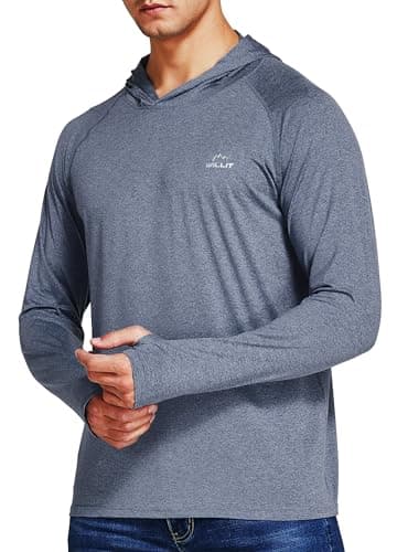 Willit Men's Sun Shirts UPF 50+ Rash Guard Long Sleeve Sun Protection Hoodie SPF UV Fishing Lightweight Athletic Running Heather Gray XL - Image 1