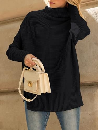 LILLUSORY Womens Turtleneck Oversized Tunic Early Fall Fashion Must Have Sweaters 2025 Casual Long Pullover Plus Size Winter Cute Poncho Cozy Work Old Money Clothes Outfits Clothing Tops Leggings - Image 6