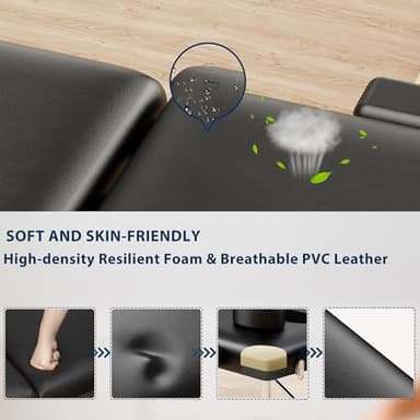 Brelley Massage Table Portable, 2-Fold Lash Bed with Side Pocket, Adjustable Height, Sturdy Aluminum Frame, Esthetician Spa Facial Bed, Tattoo Bed with Face Cradle & Carrying Bag, Black - Image 7