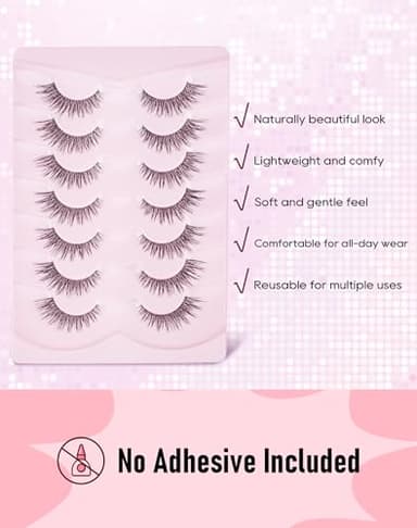 Frihappy Natural False Eyelashes Flared Wispy False Lashes Natural Look HA-17 - Image 6