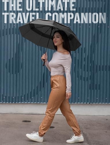 REPEL Windproof Travel Umbrella - Compact & Withstands Winds up to 85MPH, Strongest Premium Auto Folding Umbrella for Rain and Sun - Durable, Light & Portable for Women & Men, Fits Backpack & Cars - Image 6