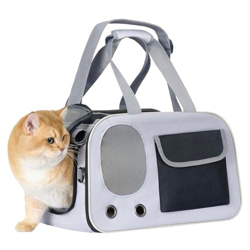 Cat, Dog Carrier for Pets up to 15 lbs, Soft-Sided Collapsible Pet Carrier with Sturdy Base, Roll-up Curtain and Large Storage Bag, Cat Bag for Medium Cats and Small Dogs - Image 1