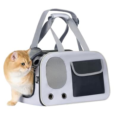 Cat, Dog Carrier for Pets up to 15 lbs, Soft-Sided Collapsible Pet Carrier with Sturdy Base, Roll-up Curtain and Large Storage Bag, Cat Bag for Medium Cats and Small Dogs - Image 1