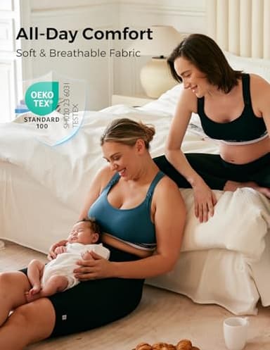 Momcozy Nursing Bras for Breastfeeding, FB011 Low-Impact Nursing Sports Bra Support Maternity Pregnancy Padded Wireless Bralette Black - Image 5