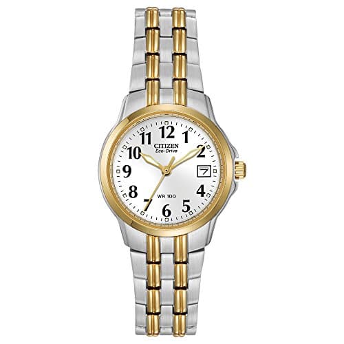 Citizen Women's Eco-Drive Dress Classic Two Tone Gold Stainless Steel Watch, Easy to Read, White Dial, 26mm (Model: EW1544-53A) - Image 1