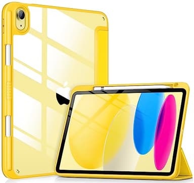 VIKESI Case for iPad (A16) 11-inch 2025 and iPad 10th Generation 10.9 Inch 2022, Clear Back and TPU Shockproof Frame Cover [Built-in Pencil Holder, Support Auto Sleep/Wake] - Yellow - Image 1