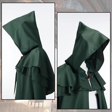 Giftdigger Renaissance Hooded Cloak for Women Men,Adult Medieval Cloak,Vintage Viking Cape,Halloween Renaissance Costume Women Men,Gothic,Green Cape with Hood,M/150cm - Image 4