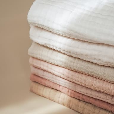 Konssy Baby Muslin Washcloths 7-Pack, 100% Cotton Baby Bath Washcloths, Soft & Absorbent Wash Cloths and Burp Cloths for Newborn Kids Girls & Boys, 11x11 inches - Image 4