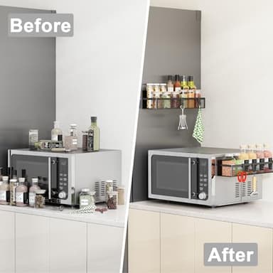 Aufworld Magnetic Spice Rack for Refrigerator, 2 Pack Magnetic Shelf, Fridge Magnet Organizer with Moveable 4 Hooks, Magnetic Fridge Shelf for Kitchen Organization and Storage (2 Pack) - Image 7