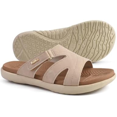 KuaiLu Womens Fashion Orthotic Slides Ladies Lightweight Athletic Yoga Mat Walking Sandals Slip On Thick Cushion Recovery Slippers Sandles Comfortable Plantar Fasciitis Arch Support Tan Beige Size 9 - Image 7