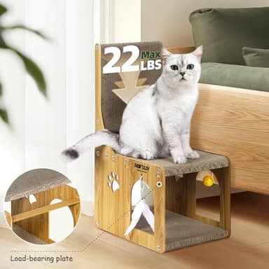Cat Scratcher Pad for Indoor Cats, Cardboard Scratching Post Cat Scratch & Hideout with Box and Toy, Vertical Kitten Scratching Board House, Ideal for Cat to Scratch, Rest and Play - Image 6
