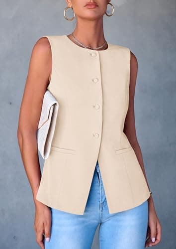 PRETTYGARDEN Women's Summer Suit Vest Tops 2026 Dressy Business Casual Sleeveless Button Down Trendy Fashion Blazer Waistcoat - Image 4