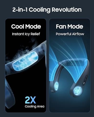 HIGO CoolMaster Ultra Neck Fan, Neck Air Conditioner, 2-in-1 Cooling Neck Fan Portable Rechargeable, Wearable Personal Fan, 5500mAh Large Battery, Ergonomic Design, Glacier Gray - Image 2