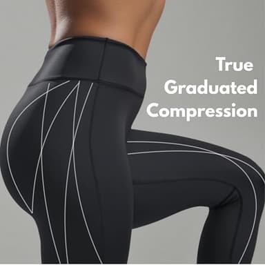 CompressionZ Compression Leggings for Women High Waisted Performance Tummy Control Gym, Pilates, Travel, Yoga, Workout Pants - Image 4
