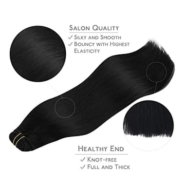 WENNALIFE Clip in Hair Extensions Real Human Hair, 18 Inch 120g 7pcs Jet Black Hair Extensions Clip in Human Hair Remy Clip in Hair Extensions Natural Human Hair Extensions Double Weft - Image 4