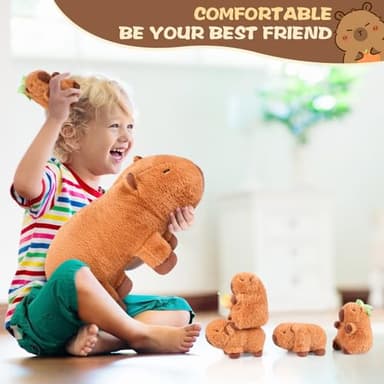 SuzziPals 5-in-1 Capybara Stuffed Animals with Babies Inside, 5Pcs Set Capybara Plush with Mommy & 4 Babies, Soft Pillow Plushies Decor, Cute 3 to 8 Year Old Girl Gift, Imaginative Play Toy (Capibara) - Image 5