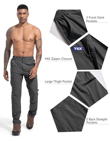 Men's Lightweight Hiking Cargo Work Pants Quick Dry Water Resistant Fishing Travel Climbing Outdoor Stretch Pants Dark Grey 30 - Image 5