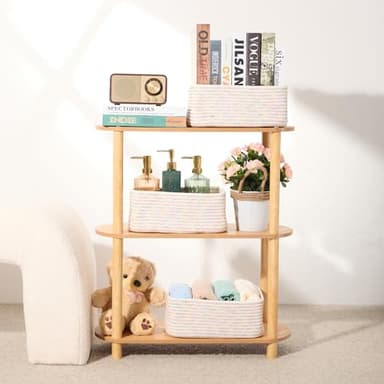 MiniArk Small Storage Baskets for Organizing | Closet Organizer Bins | Shelf Toy Basket | Woven Rope Baskets | Cube Decorative Box | Shallow Basket | 11.5x7.5x4.7” | 3 Packs Rainbow - Image 6