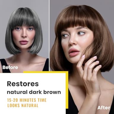 KINGMING Dark Brown 3 in 1 Hair Dye Shampoo for Gray Coverage, Herbal Ingredients for Men and Women, 500ml (Dark Brown) - Image 2