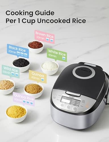 COMFEE' Rice Cooker 12 Cups Cooked/6 Cups Uncooked, Portable Non-Stick Japanese Rice Maker with Fuzzy Logic Technology, 24-Hour Timer Delay, 11 Presets, Steamer, Fast Grain Cooker, Black - Image 6