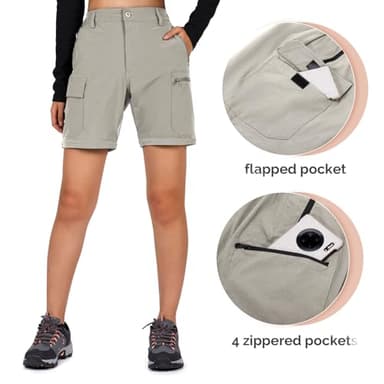 Cycorld Women's-Hiking-Pants-Convertible Quick-Dry-Stretch-Lightweight Zip-Off Outdoor Pants with 5 Deep Pockets (Cloud Grey, XX-Large) - Image 5