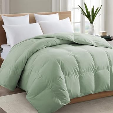 TEXARTIST Premium 2100 Series King Comforter All Season Breathable Sage Green Comforter Soft 4D Spiral Fiber Quilted Down Alternative Duvet Insert with Corner Tabs Luxury Hotel Style (90"x102") - Image 1