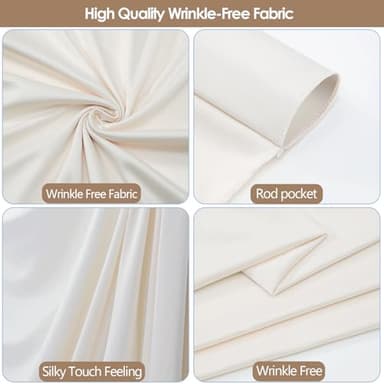 10x10ft Wrinkle Free Ivory Backdrop Curtain for Parties Soft Fabric Drapes Wedding Ivory Curtain Backdrop for Birthday Party Decorations Background for Photography 5x10ft,2 Panels - Image 4