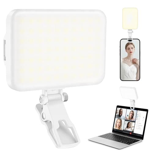 ALTSON 60 LED Portable Selfie Light Video Conference Lighting with Clip & Camera Tripod Adapter Rechargeable 2200mAh CRI 97+, 9 Light Modes for Phone iPhone Webcam Laptop Photo Makeup - Image 1