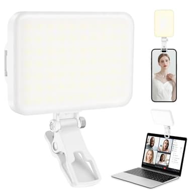 ALTSON 60 LED Portable Selfie Light Video Conference Lighting with Clip & Camera Tripod Adapter Rechargeable 2200mAh CRI 97+, 9 Light Modes for Phone iPhone Webcam Laptop Photo Makeup - Image 1