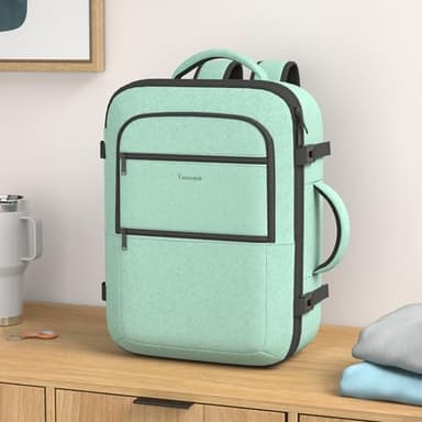 Vancropak Travel Bag, Large 40L Carry on Backpack Airline Approved Expandable Suitcase Daypack, Water Resistant Travel Backpack Overnight Lightweight Luggage Weekender Bag for Flight Men Women, Cyan - Image 2