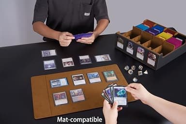 Venssu Card Storage Box for Trading Cards with Card Supporters, 3000+ MTG Deck Box with 24 Colorful Divider Tabs, Trading Card Storage with Viewing Windows Fits for Magic Game Cards(Black and Brown) - Image 6