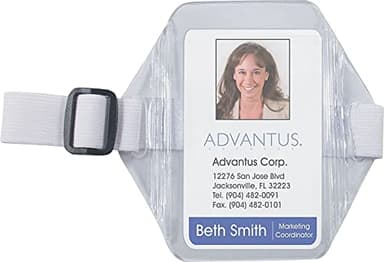 Advantus Arm Badge Holders, Vertical, Textured Clear 5" x 5" Holder, 2.5" x 4" Insert, 12/Pack - Image 2