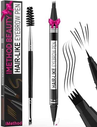 iMethod Eyebrow Pen - Eyebrow Pencil Magical 2-in-1 Eye Brow Pencils for Women with 4-Fork-Tip & Precise Brush-Tip for Natural Hair-Like Brows, Last All-Day, with Eyebrow Spoolie Brush, Black - Image 1