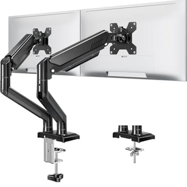 Dual Monitor Stand fits up to 32 inch, 4.4-22 lbs Computer Screens, Dual Monitor Desk Mount Height Adjustable, Monitor Arms for 2 Monitors, Home Office VESA Mounts with Gas Spring, Freelift Black - Image 1
