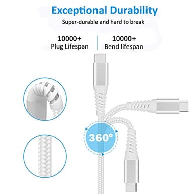USB Type C Cable 6FT 2Pack Fast Charging Cable USB C Charger Phone Cord for Samsung Galaxy A01 A02s A03s A10e A11 A12 A13 A14 A20 A21 A32 A42 A52 A53 A50 A51 S21 S22, G7/G6, LG K51 Stylo 6 5 4 - Image 5