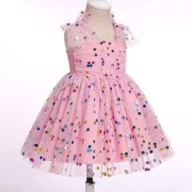 Toddler Tutu Dress: Girls Tulle Pageant Dresses, First Birthday Outfit Ruffle Shoulder Straps Sleeveless Pastel Cake Smash Clothes for Photo Shoot Dance Evening Ball Gown Blush Pink 2-3T - Image 4