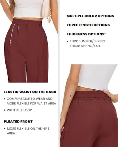 FUNYYZO Women's Wide Leg Pants High Elastic Waisted in The Back Business Work Trousers Long Straight Suit Pants - Image 3