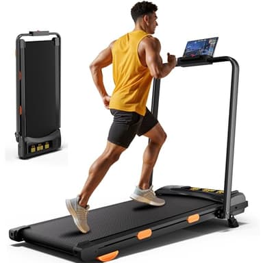 3.5HP Incline Walking Pad Treadmill with Folding Slope Foot & Handrail, Full Screen Display Treadmill for Home, Small Spaces, Double Deck Small Treadmills 300 lb Capacity - Image 1
