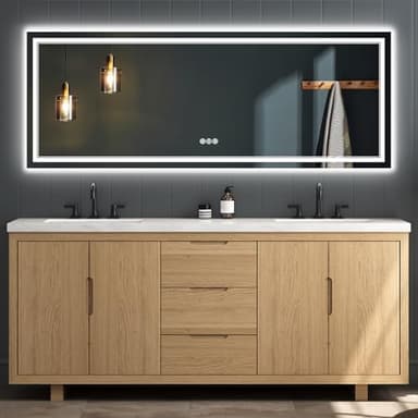 SOGOLINE Led Mirror for Bathroom 96x36 Inch, Front and Backlit, Lighted Bathroom Mirror with Insert Light Pattern, Brighter & Clearer, Dimmable, 3 Colors, Memory, ETL Listed, Shatter-Proof - Image 1