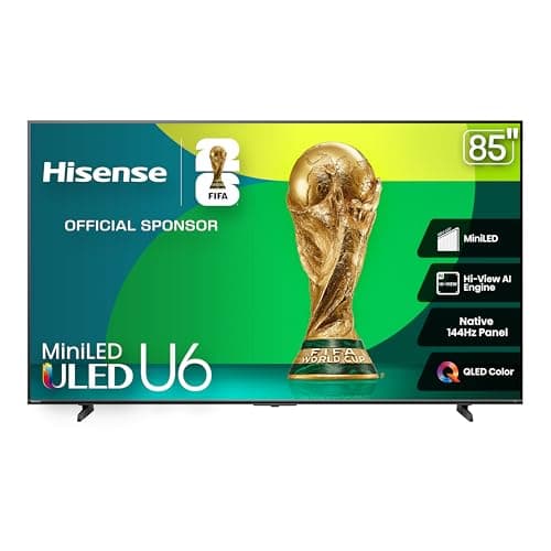 Hisense 85" Class U6 Series Best Value Mini-LED 4K UHD Smart HDR Gaming Fire TV (85U65QF, 2025 Model) - QLED, Native 144Hz, Motion Rate 480, Dolby Vision IQ, Dolby Atmos, Game Mode Pro, Alexa Built In - Image 1